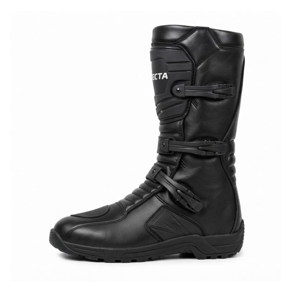 Men’s Black Off-Road Motorcycle Boots – Protective Riding Boots with Adjustable Buckle Straps