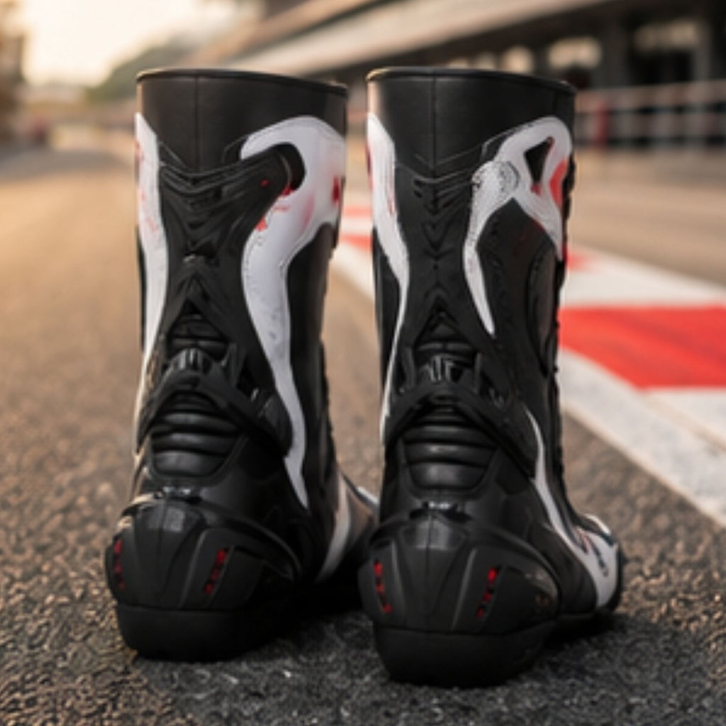 TRIFECTA Men's Leather Motorcycle Racing Boots – CE Certified Sport Riding Boots