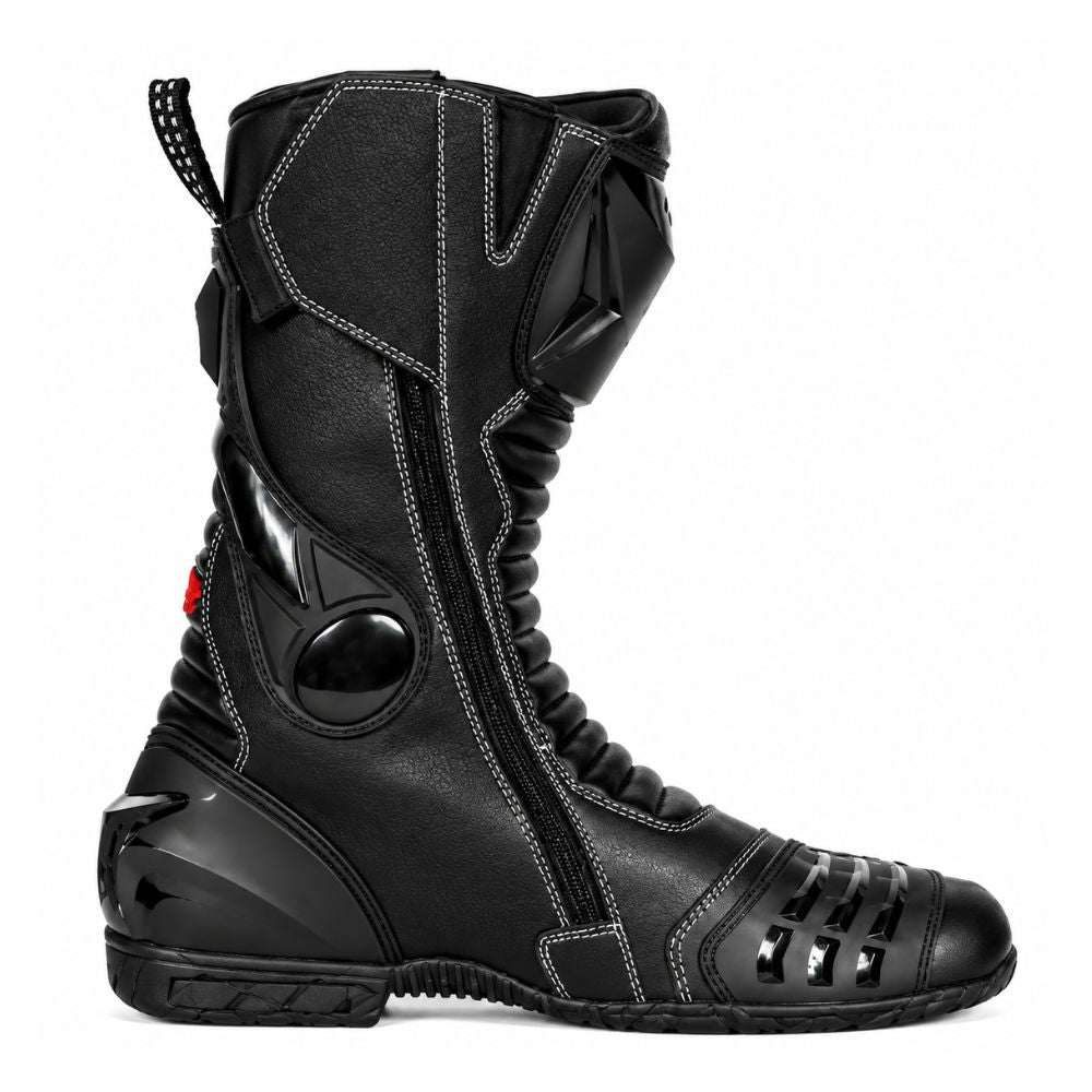 Men’s Black Motorcycle Racing Boots – Protective High-Top Riding Boots with Reinforced Ankle Support and Durable Grip Sole