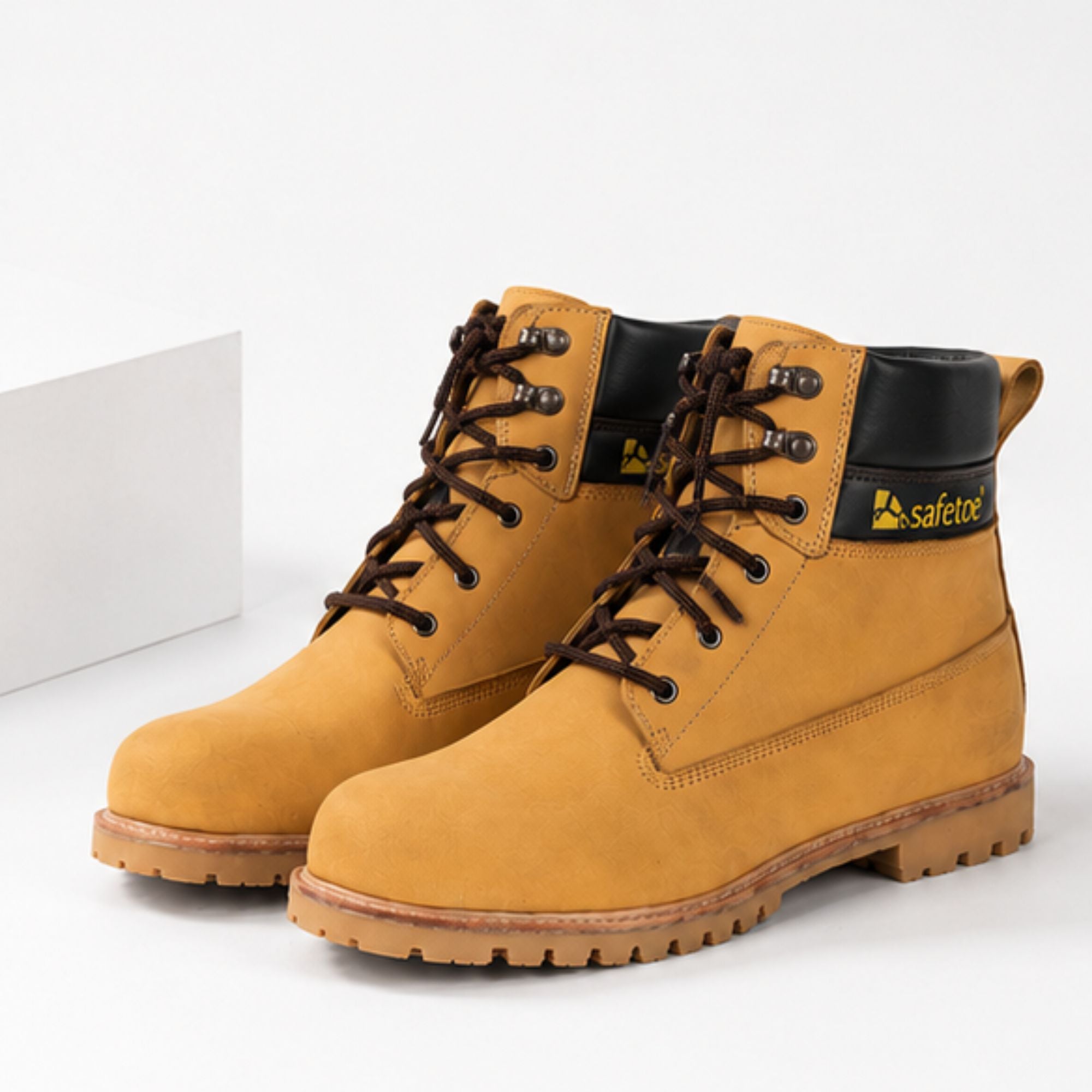Trifecta Men's Industrial Safety Work Boots - Wheat Leather Lace-Up Motorcycle Footwear & Construction Boots