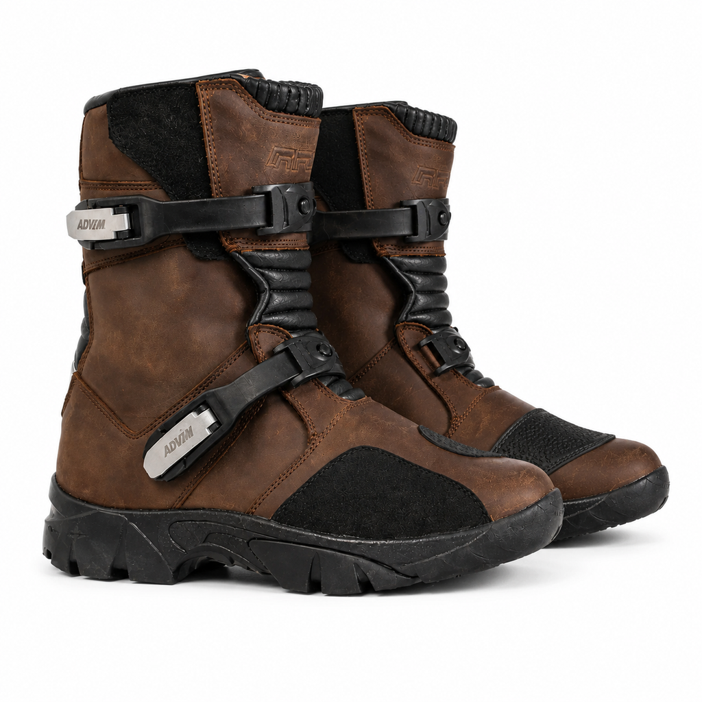TRIFECTA Men's Adventure Motorcycle Boots – Genuine Leather Touring Off-Road Boots