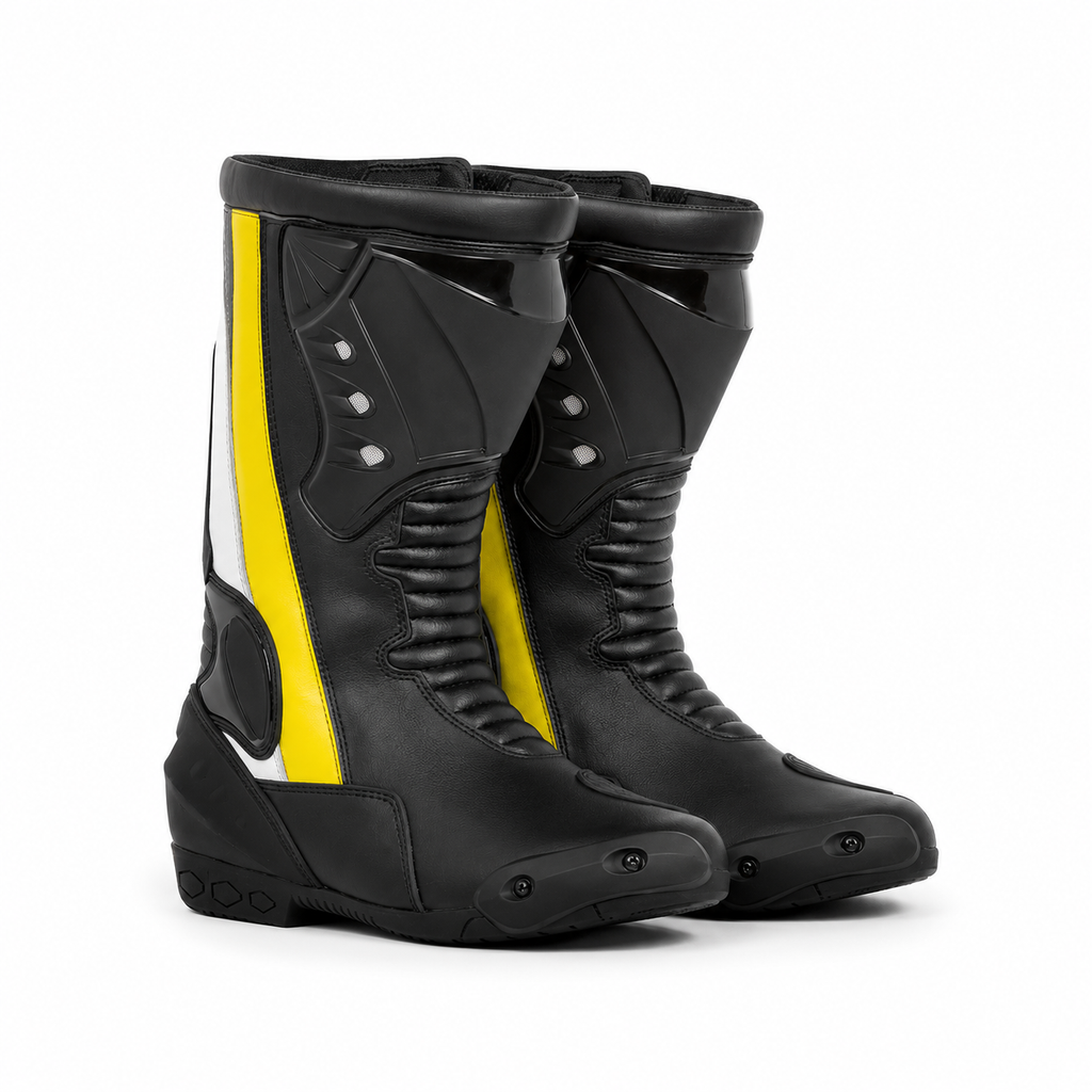 Men's Leather Motorcycle Racing Boots | Protective Biker Riding Boots for Touring & Street Riding
