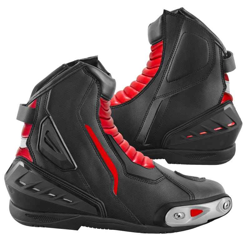 Men's Motorcycle Racing Boots – Black & Red Sport Riding Boots & Protective Moto Boots