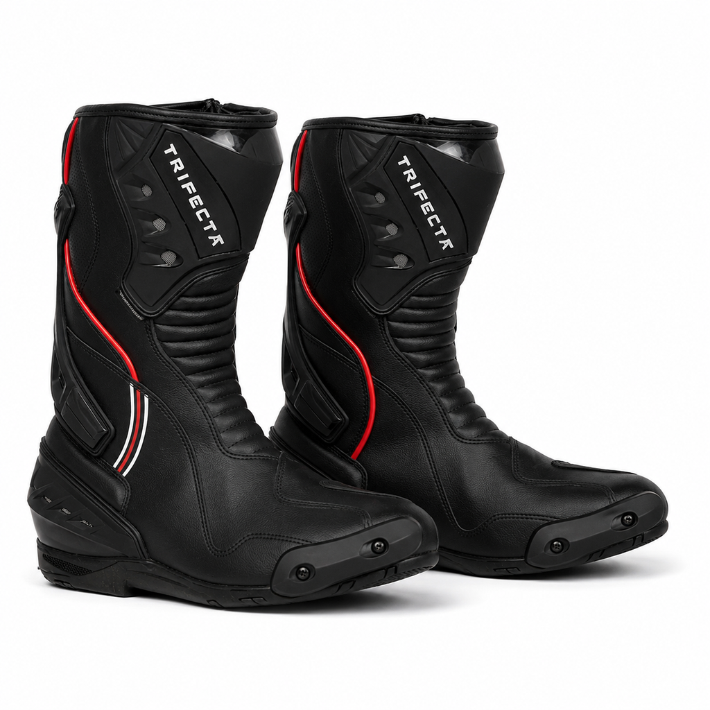 TRIFECTA Motorcycle Racing Boots – Premium Leather Riding Boots