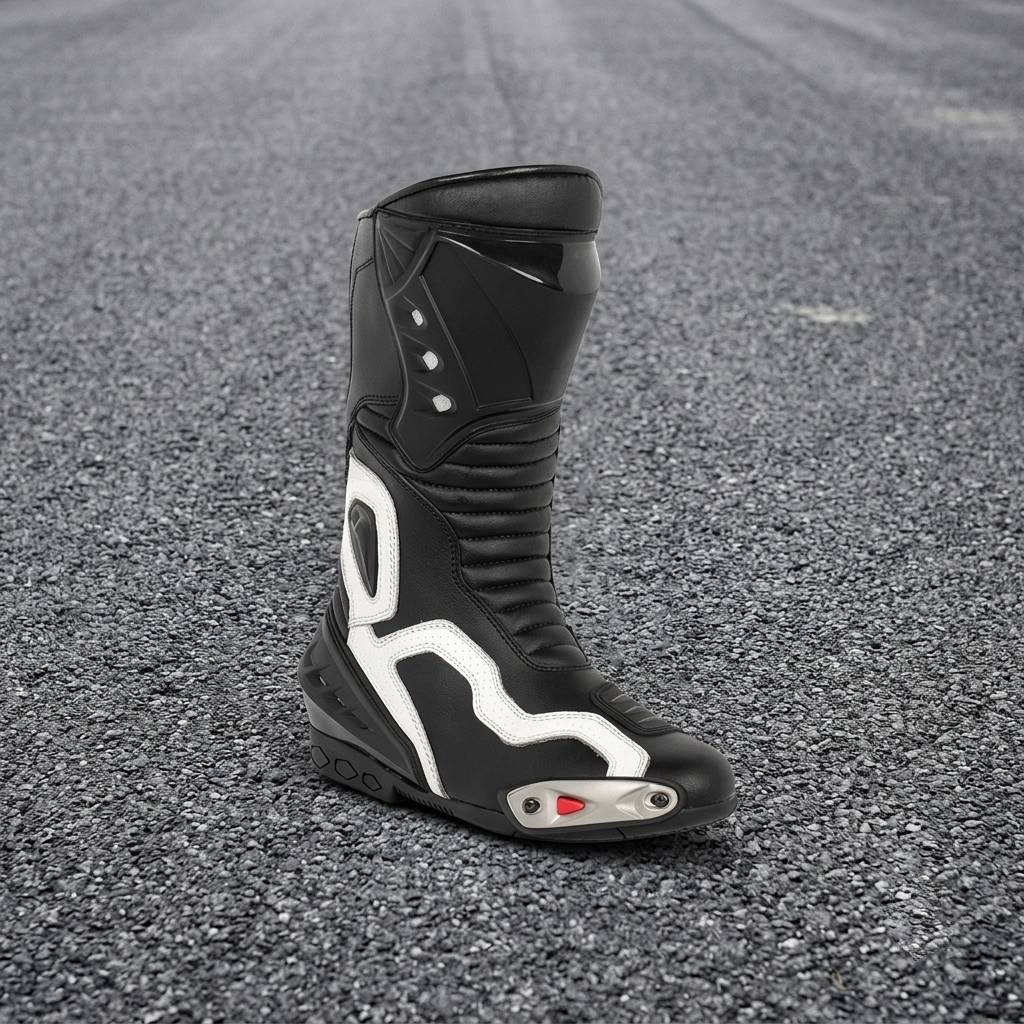Men's Leather Motorcycle Racing Boots – Protective Riding Boots for Bike Riders