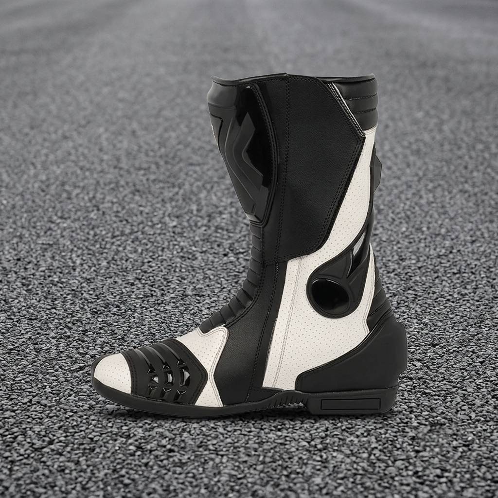Men's Leather Motorcycle Racing Boots – Protective Riding Boots for Bike Riders
