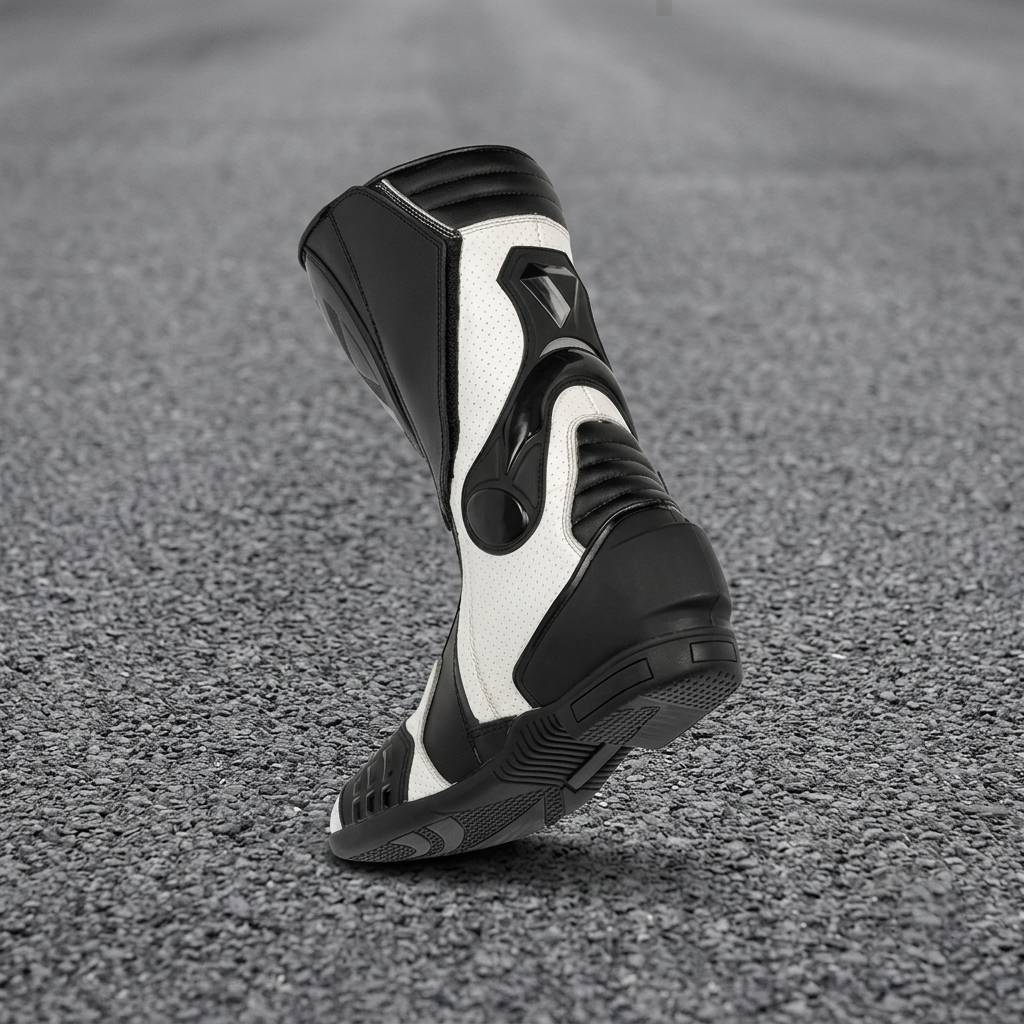 Men's Leather Motorcycle Racing Boots – Protective Riding Boots for Bike Riders