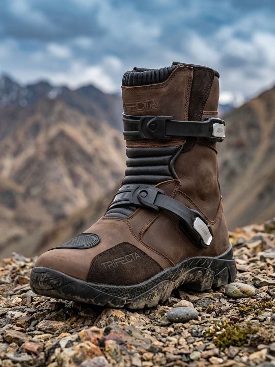 TRIFECTA Men's Adventure Motorcycle Boots – Genuine Leather ADV Touring Off-Road
