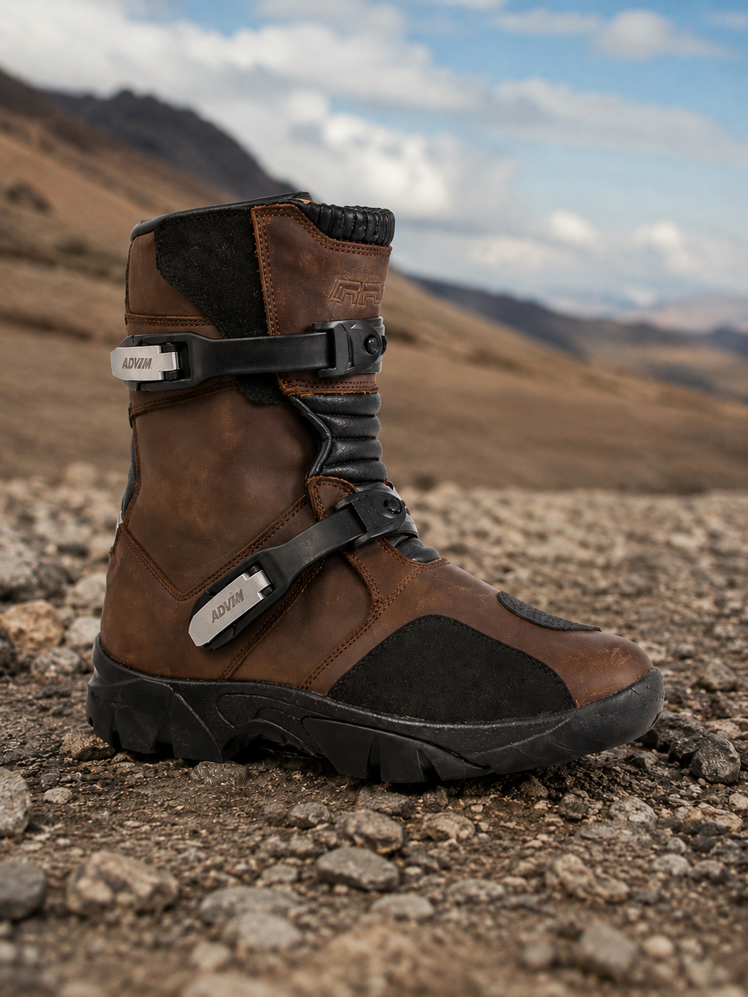 TRIFECTA Men's Adventure Motorcycle Boots – Genuine Leather ADV Touring Off-Road