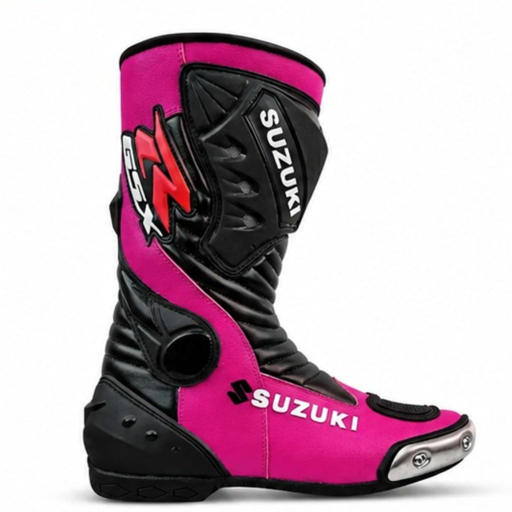 Men's Leather Motorcycle Racing Boots – Protective Motorcycle Riding Boots for Men, Biker Boots, Motorbike Boots