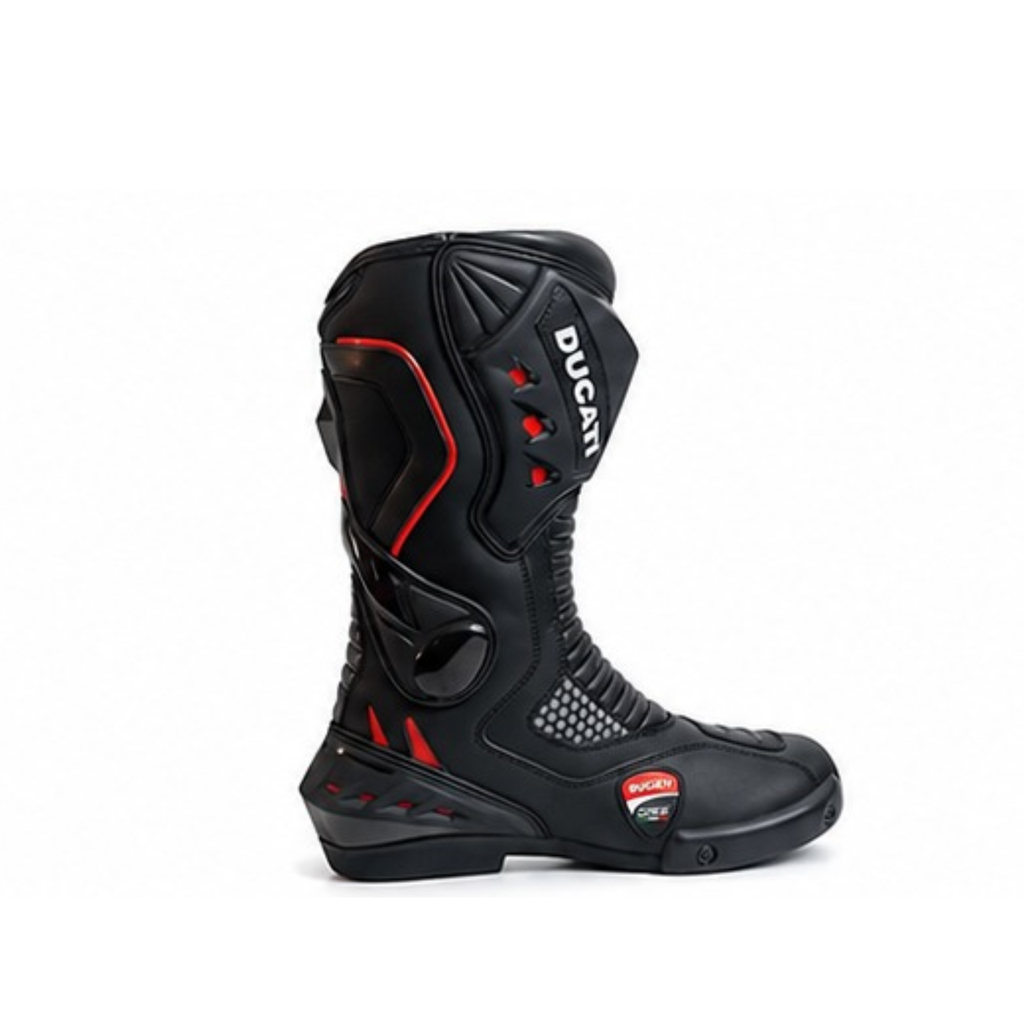 Motorcycle Riding Boots for Men – Waterproof Black Biker Boots, Racing Style