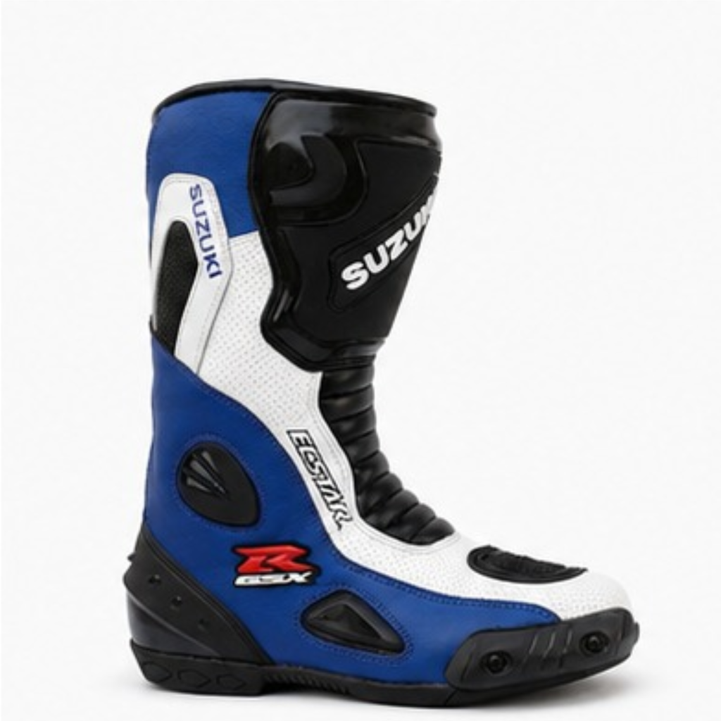 Racing Motorcycle Boots – Men's Leather Biker Boots with Reinforced Toe & Shift Pad