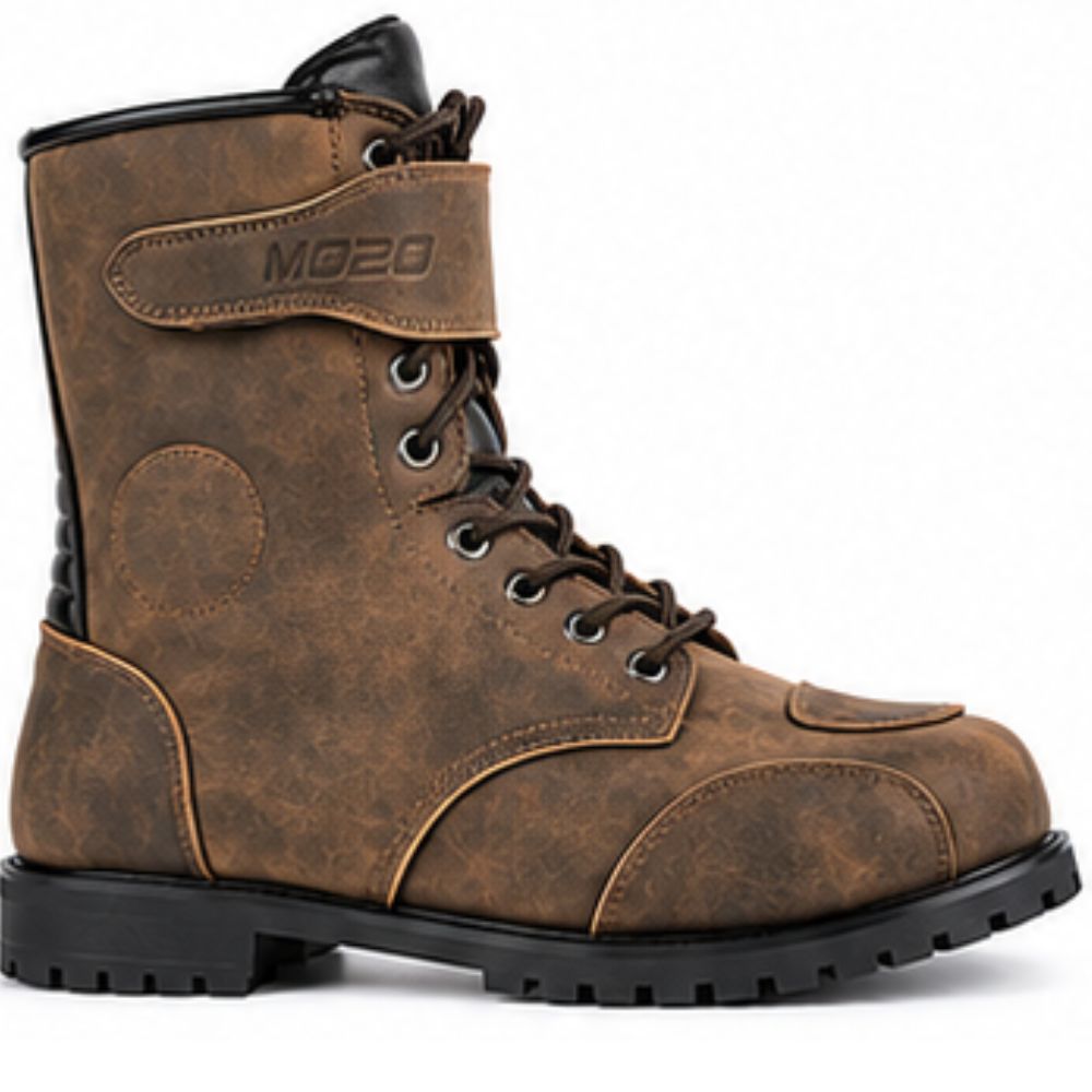 Men’s Brown Vintage Motorcycle Boots – CE Approved Waterproof Riding & Biker Boots