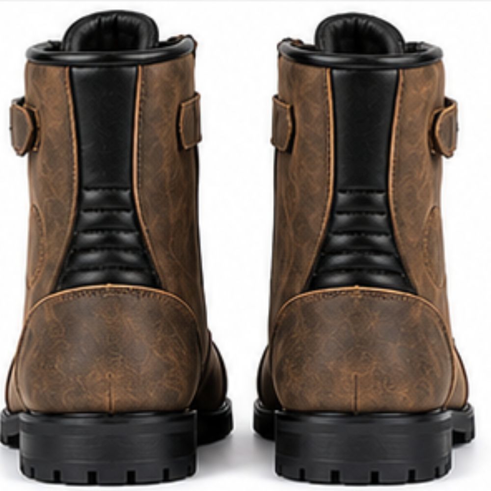 Men’s Brown Vintage Motorcycle Boots – CE Approved Waterproof Riding & Biker Boots