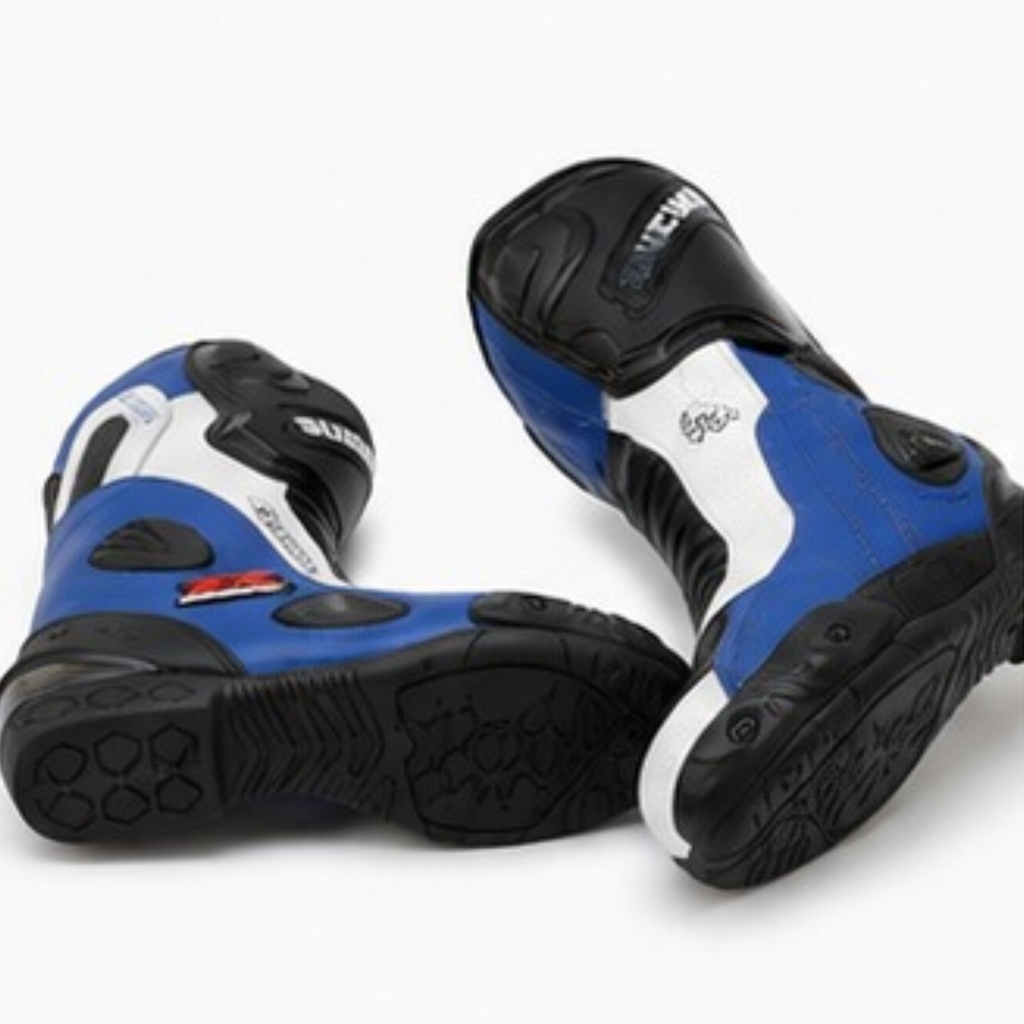 Racing Motorcycle Boots – Men's Leather Biker Boots with Reinforced Toe & Shift Pad
