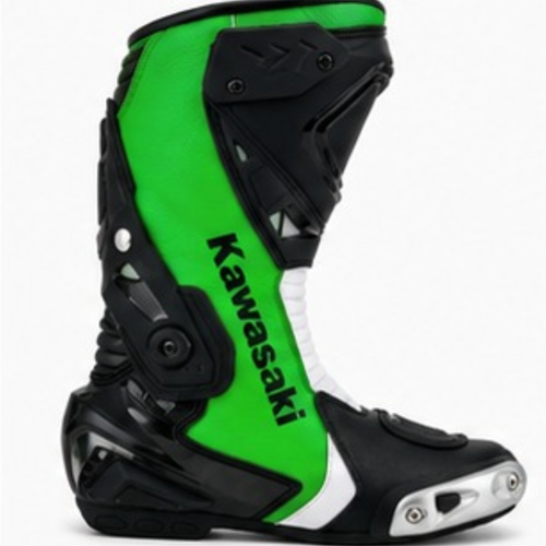 Men's Green & Black Motorcycle Racing Boots – Protective Motorcycle Riding Boots for Men, Biker Boots