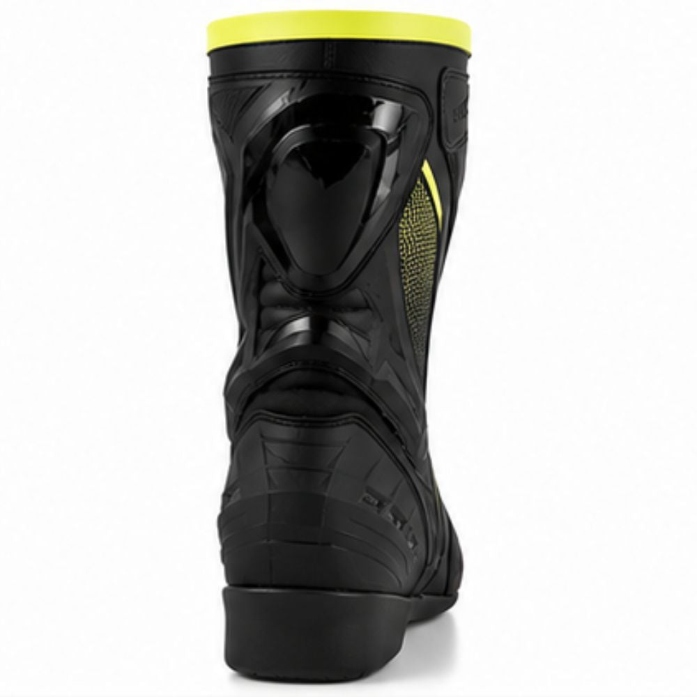 Men’s High-Performance Motorcycle Boots: Matte Black, Neon Yellow Accents
