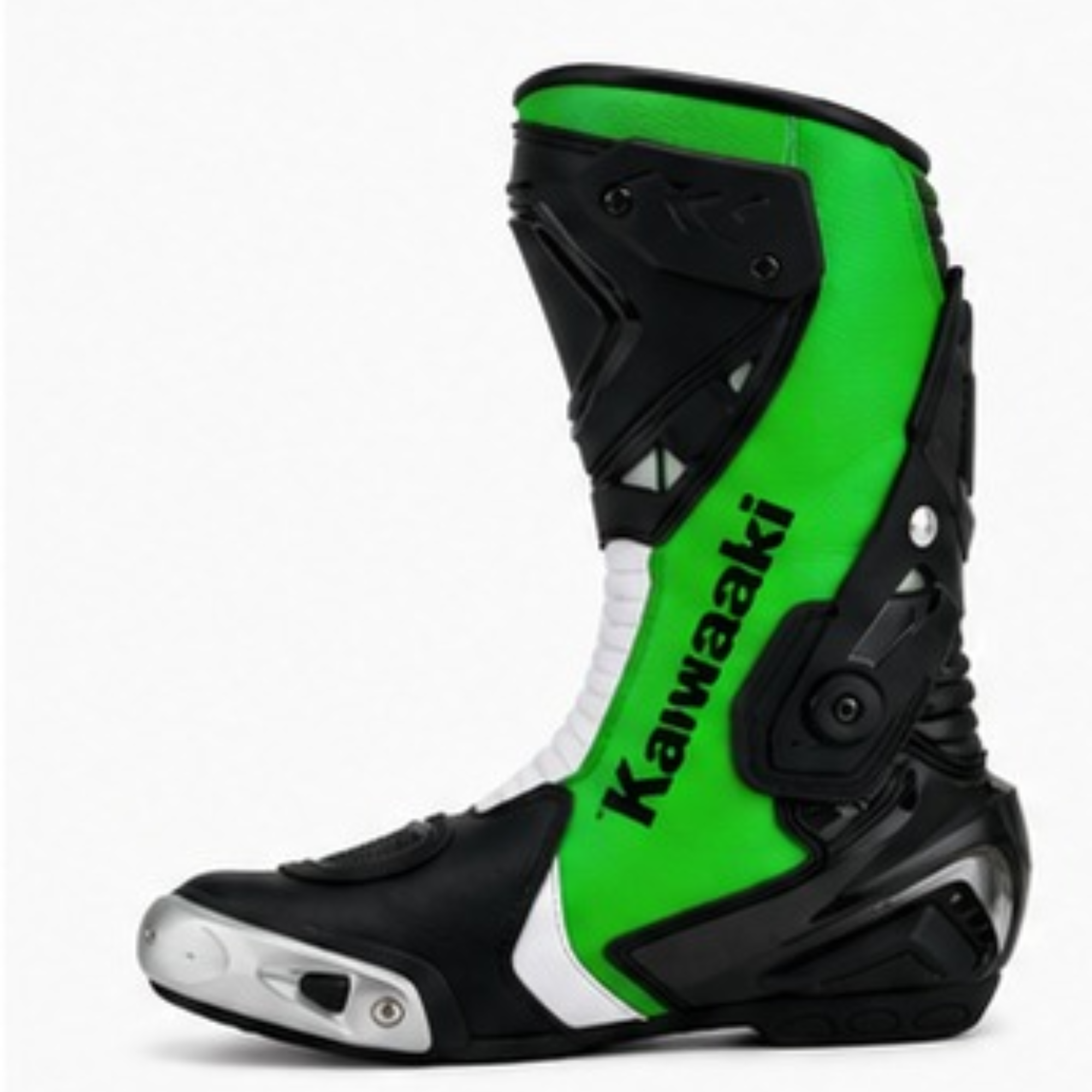 Men's Green & Black Motorcycle Racing Boots – Protective Motorcycle Riding Boots for Men, Biker Boots