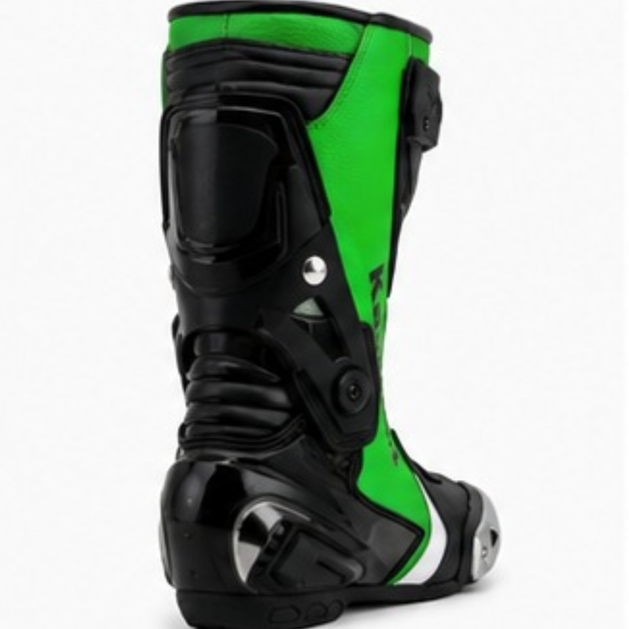 Men's Green & Black Motorcycle Racing Boots – Protective Motorcycle Riding Boots for Men, Biker Boots
