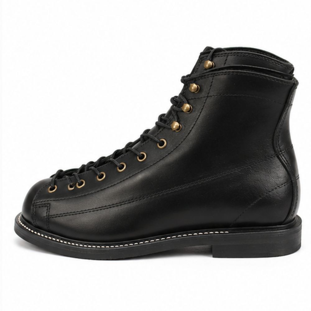 Men’s Black Leather Lace-Up Motorcycle Boots – Motorcycle Riding Boots, Biker Boots
