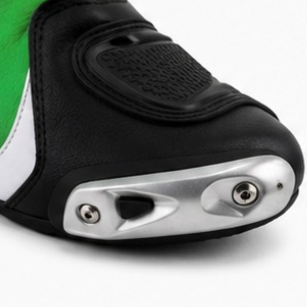 Men's Green & Black Motorcycle Racing Boots – Protective Motorcycle Riding Boots for Men, Biker Boots