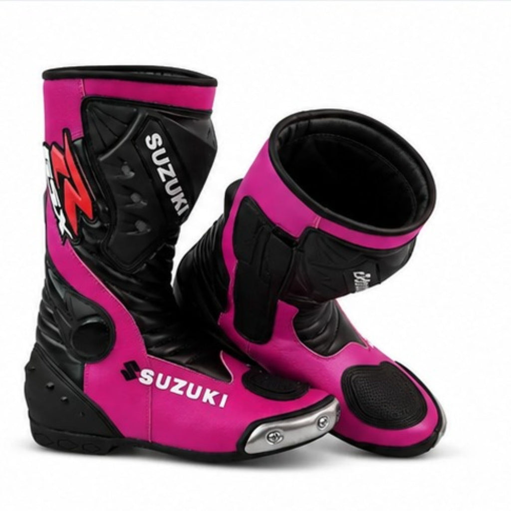 Men's Leather Motorcycle Racing Boots – Protective Motorcycle Riding Boots for Men, Biker Boots, Motorbike Boots