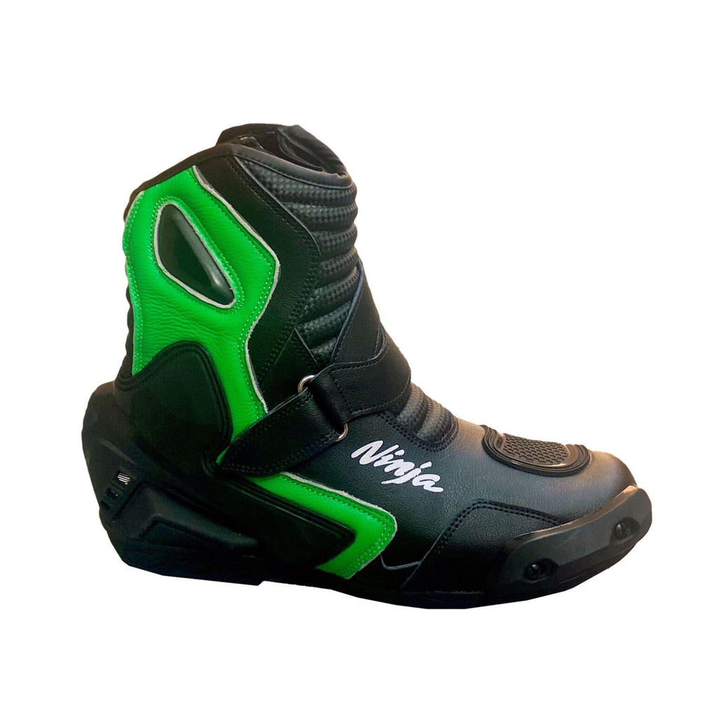 Men's Motorcycle Riding Boots – Black Green Biker Boots, MC Footwear