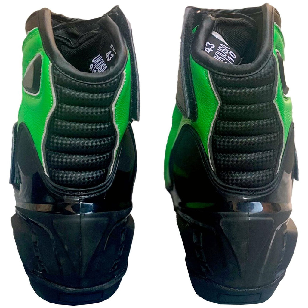 Men's Motorcycle Riding Boots – Black Green Biker Boots, MC Footwear