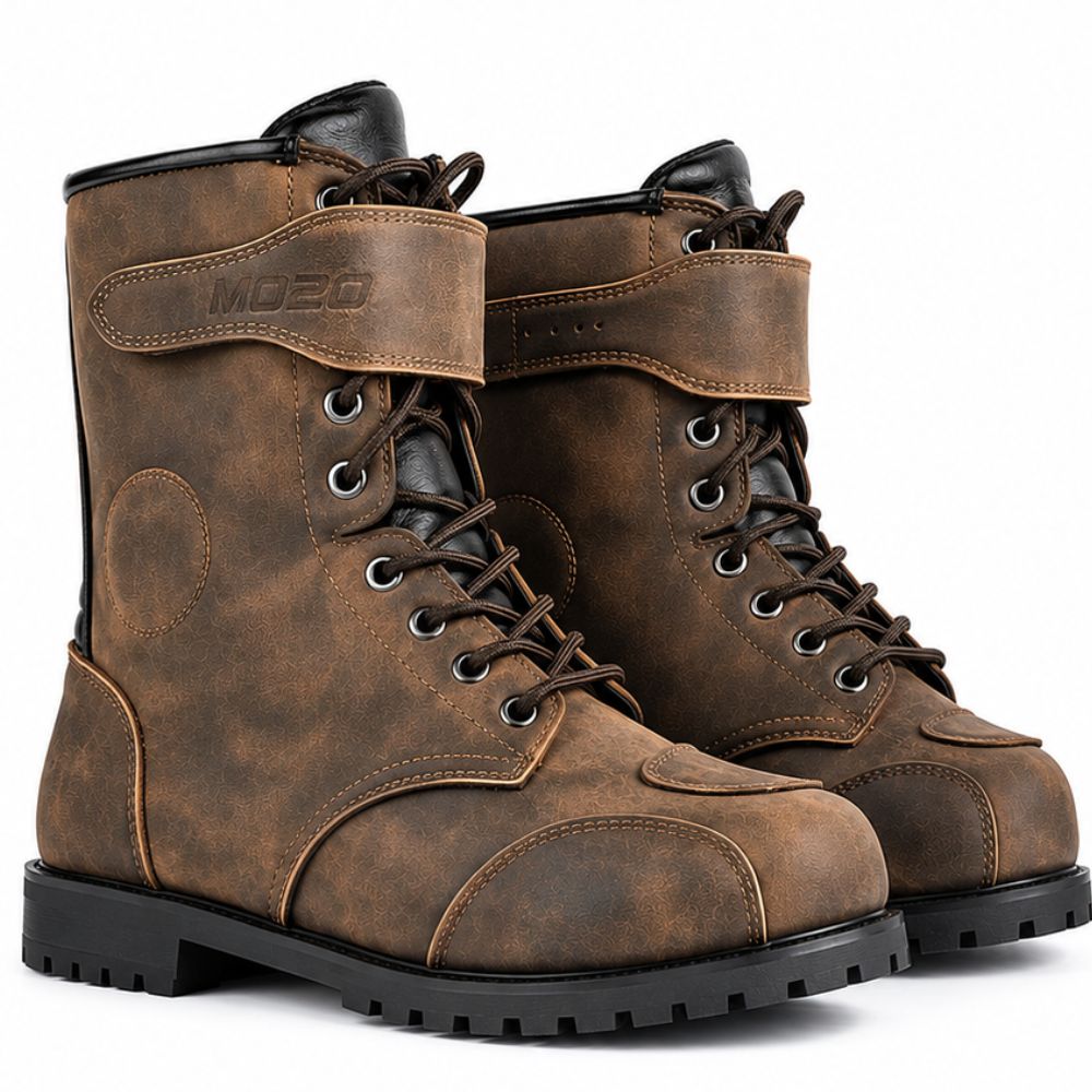 Men’s Brown Vintage Motorcycle Boots – CE Approved Waterproof Riding & Biker Boots