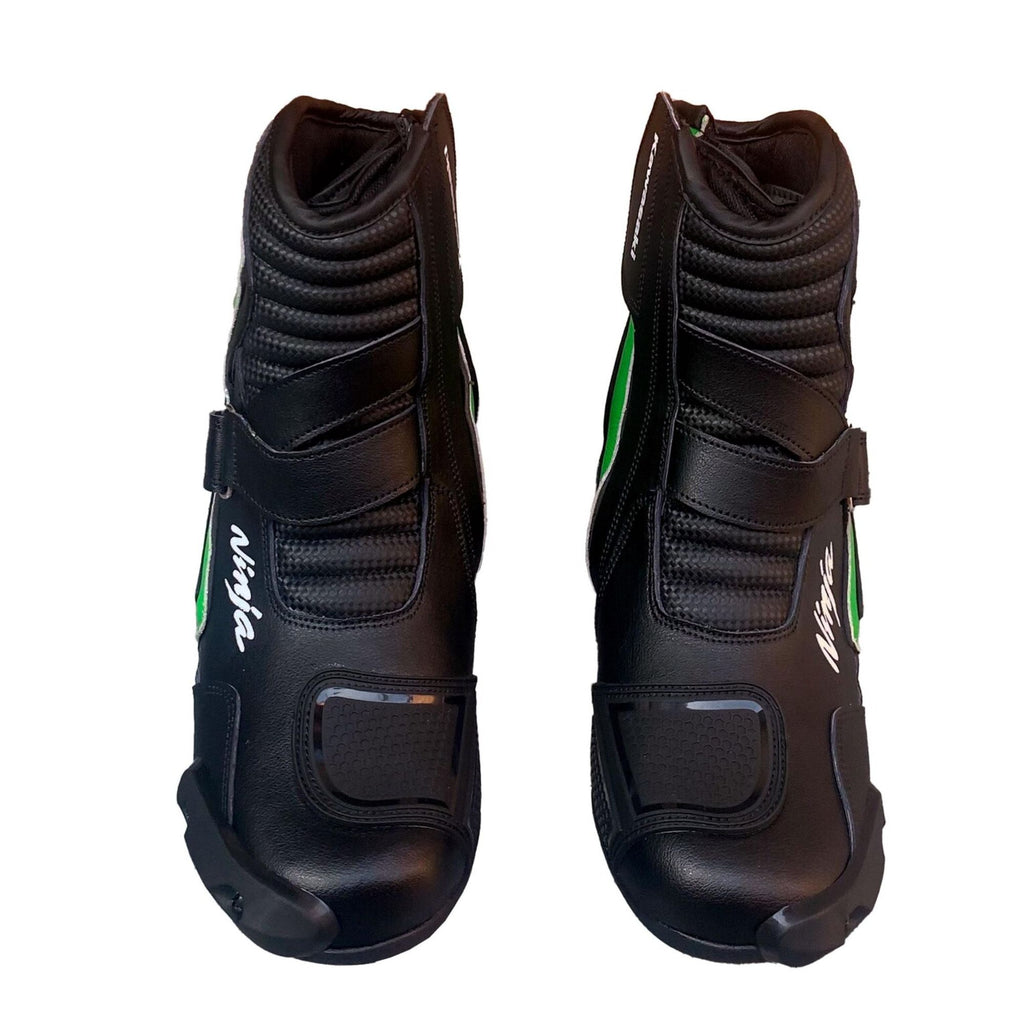 Men's Motorcycle Riding Boots – Black Green Biker Boots, MC Footwear