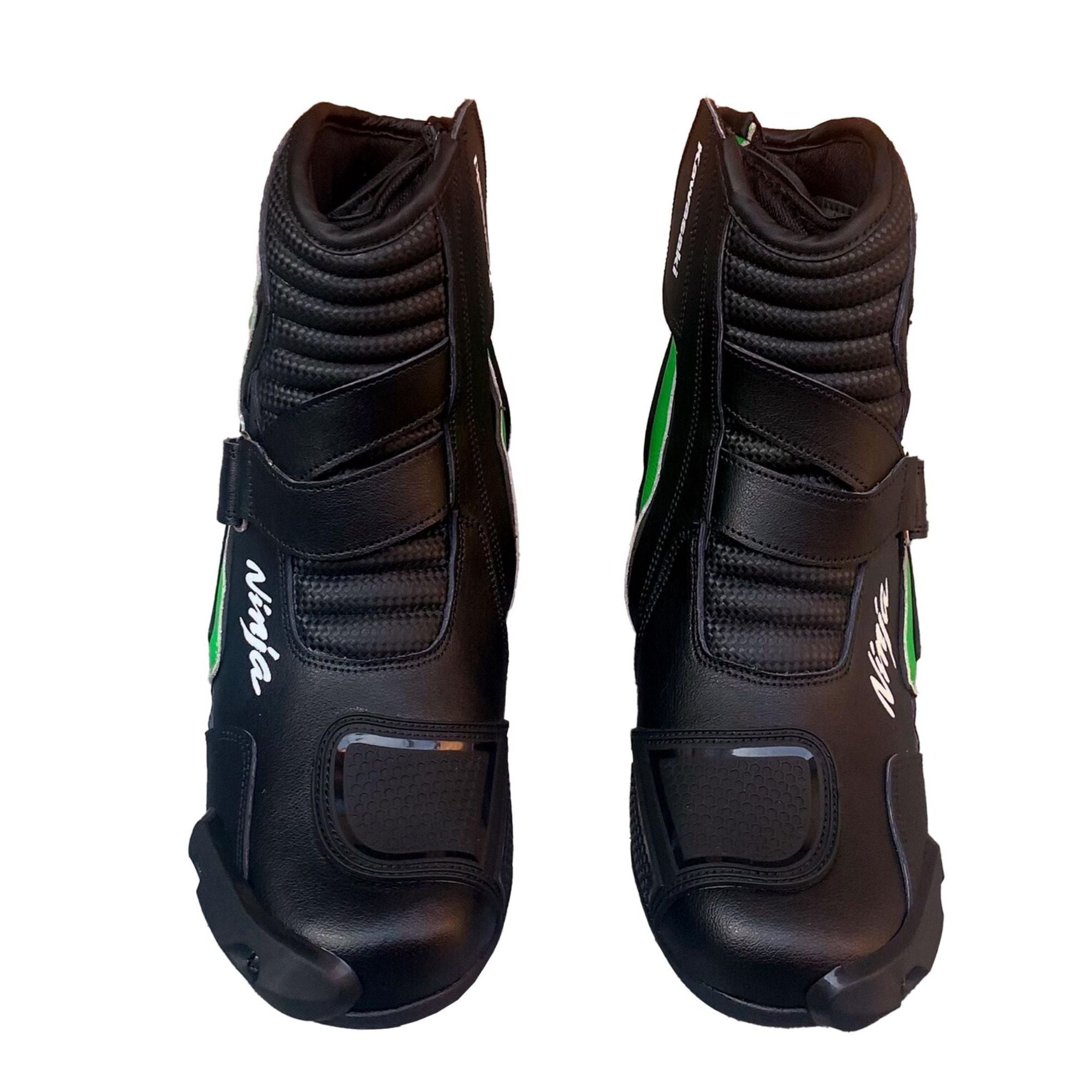 Men's Motorcycle Riding Boots – Black Green Biker Boots, MC Footwear