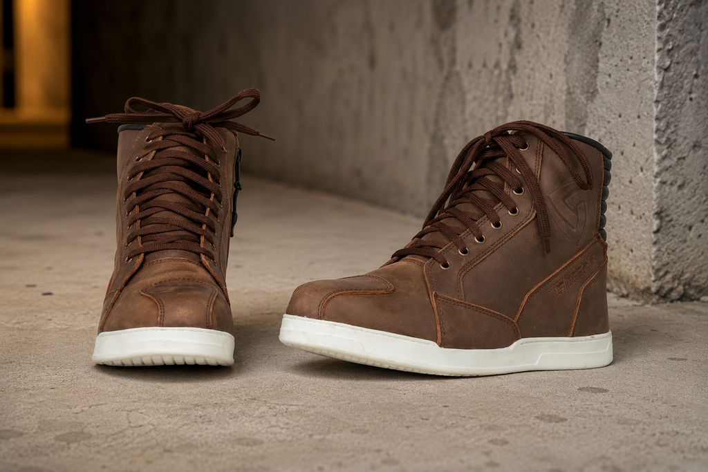Trifecta casual motorcycle shoes| White High-Top Sneakers for Men's
