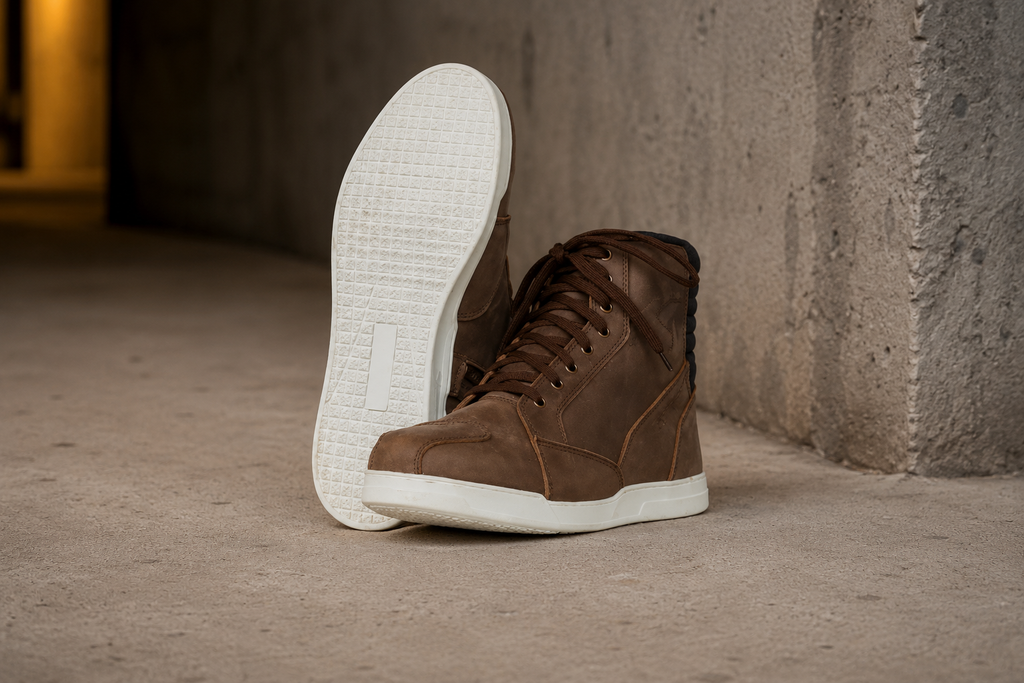 Trifecta casual motorcycle shoes| White High-Top Sneakers for Men's