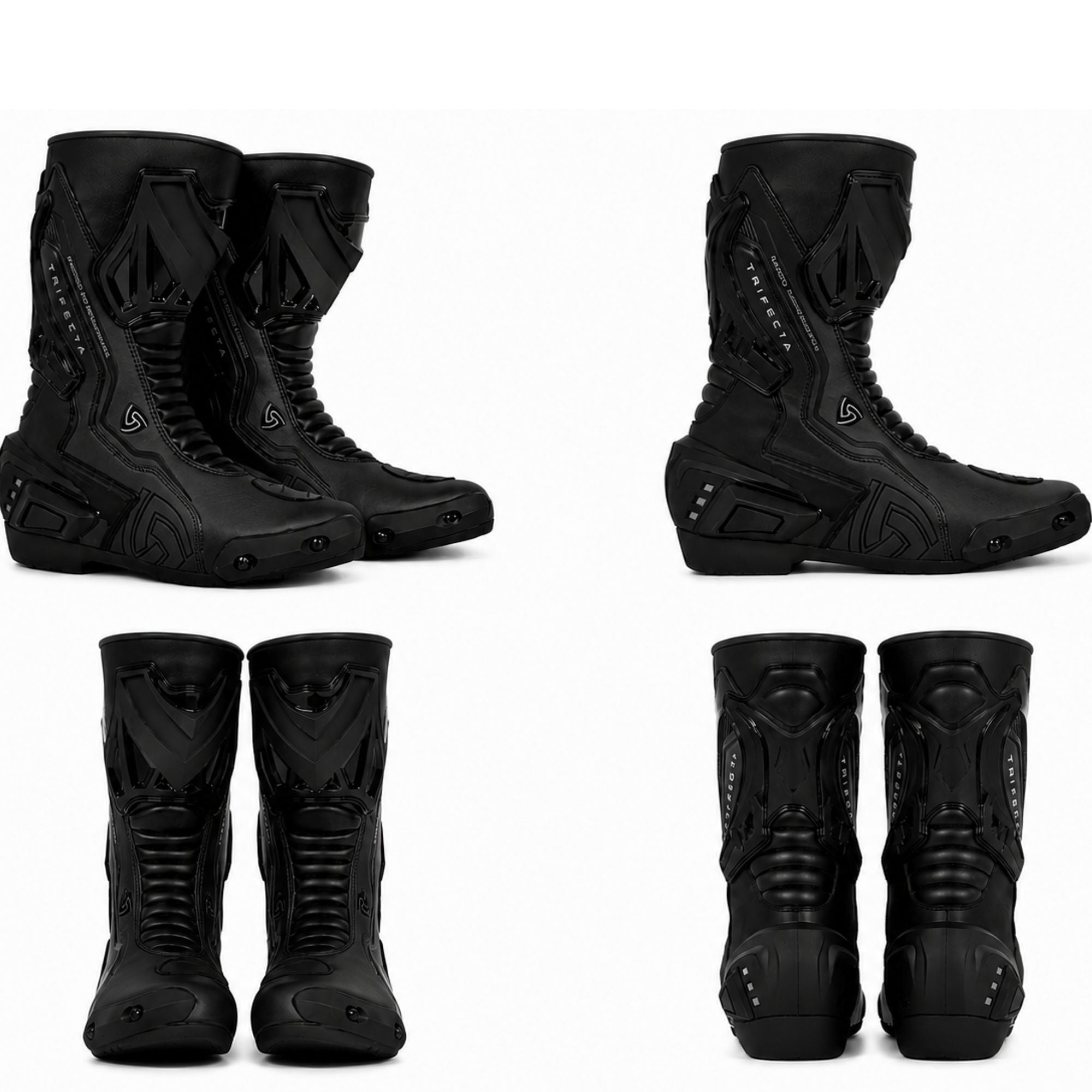 TRIFECTA Men's Leather Motorcycle Racing Boots – CE Certified Sport Riding Boots