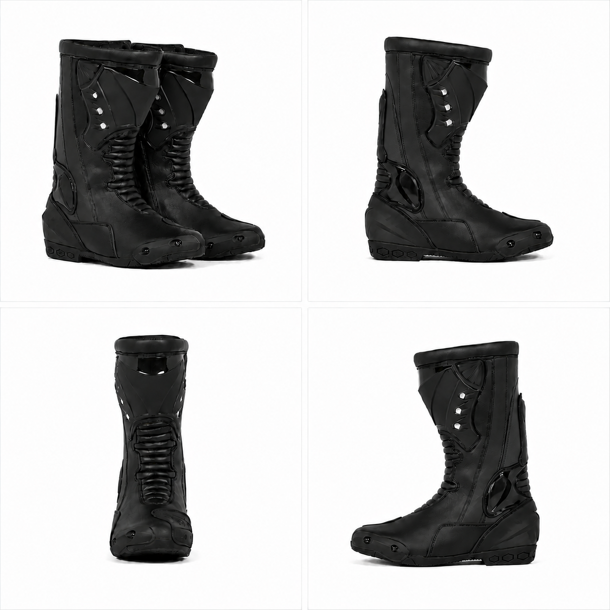 Men's Leather Motorcycle Racing Boots | Protective Biker Riding Boots for Touring & Street Riding
