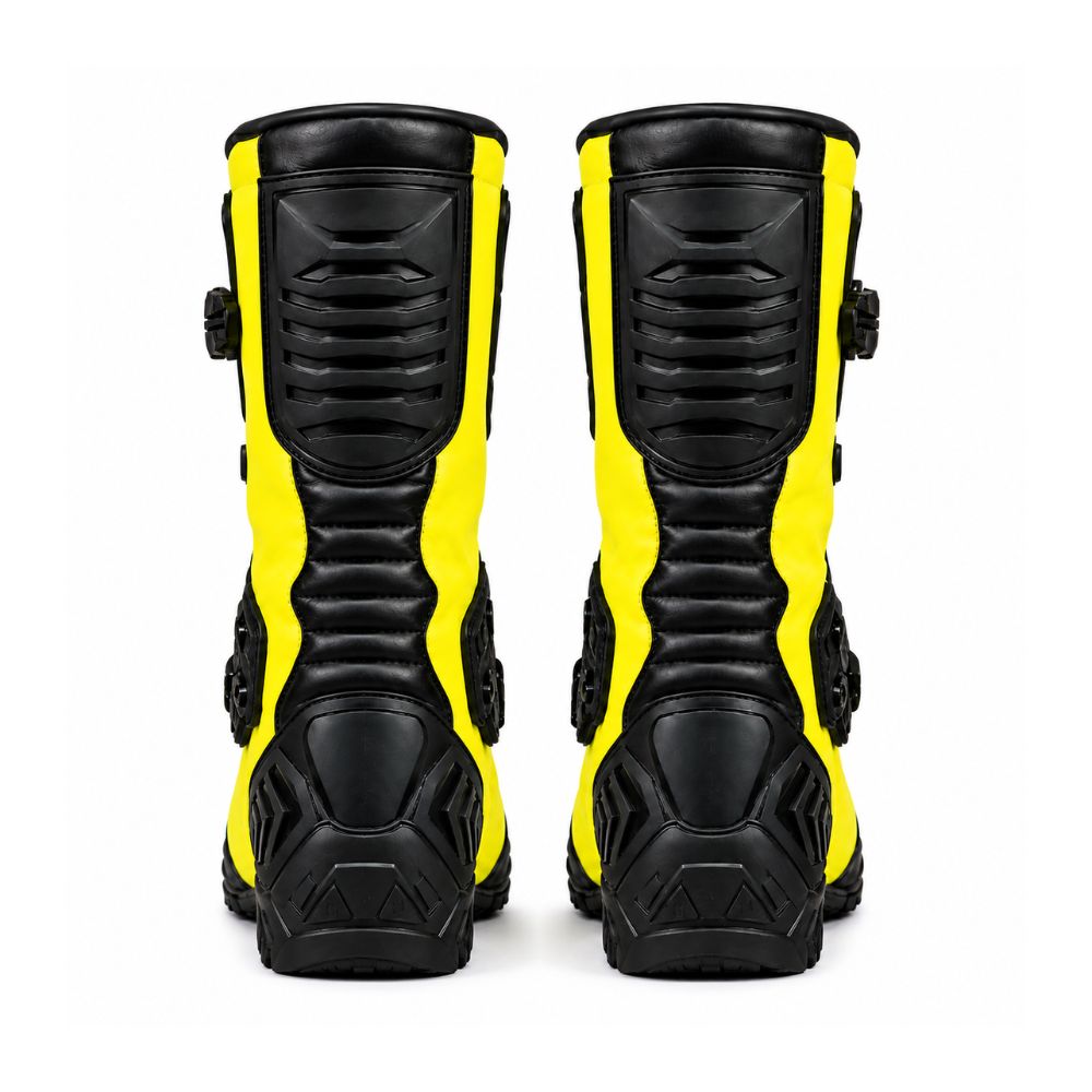 Men’s Black & Yellow Motorcycle Racing Boots – Full-Length Protective Motorbike Riding & Track Boots