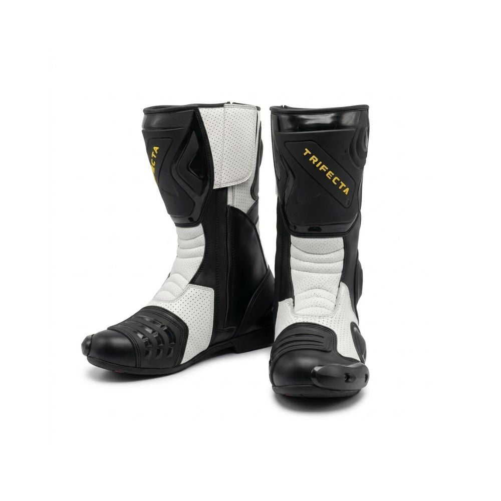 TRIFECTA Motorcycle Racing Boots – Genuine Leather Sport Riding Boots