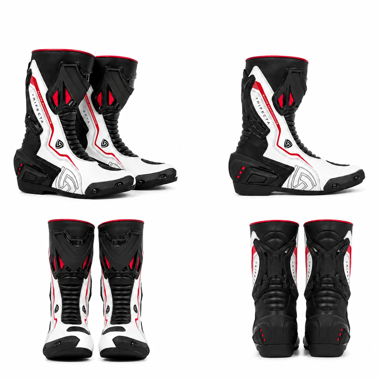 TRIFECTA Men's Leather Motorcycle Racing Boots – CE Certified Sport Riding Boots
