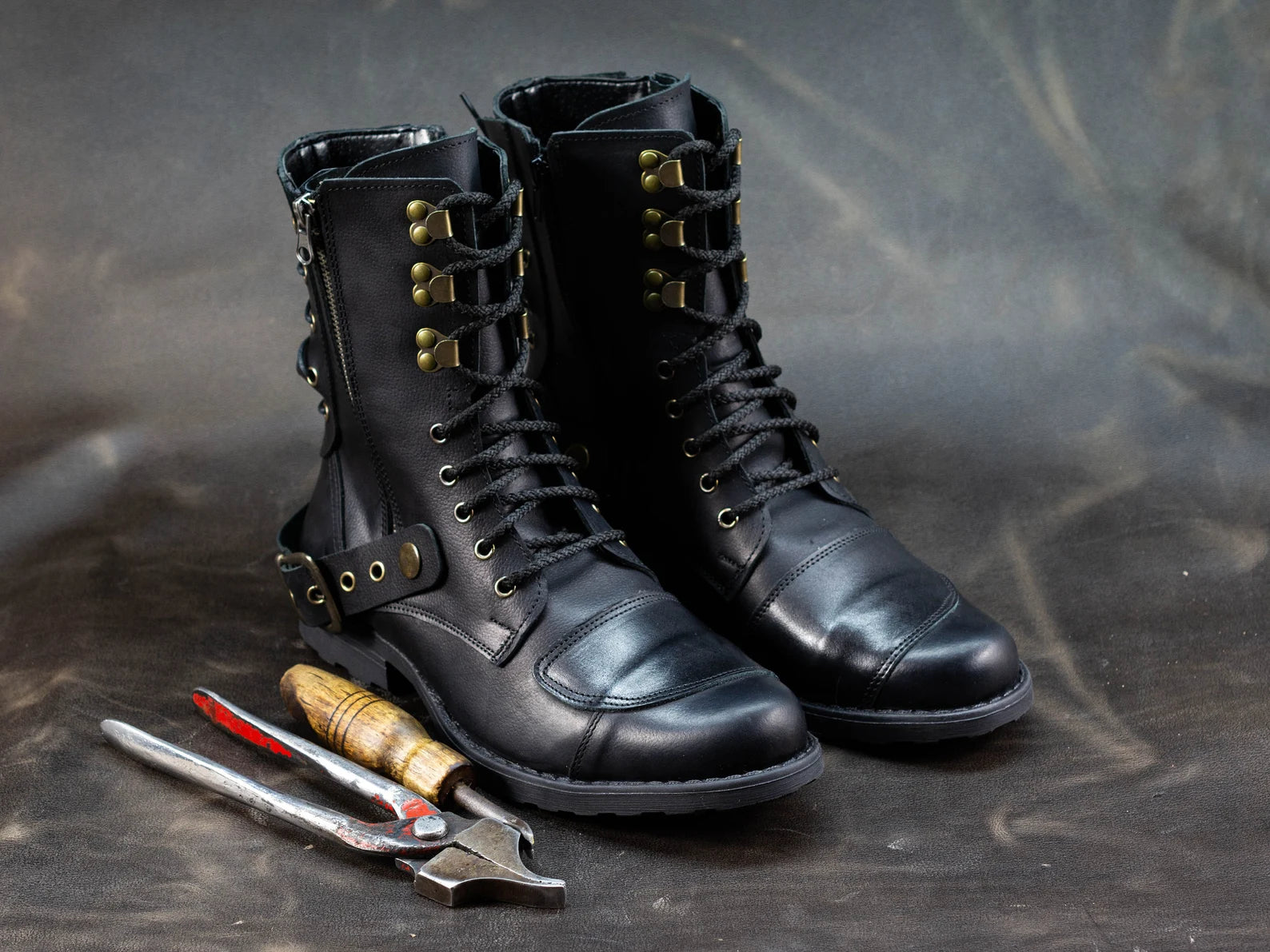 Handmade Italian Leather Motorcycle Boots, Men's High Boots, Leather Boots Men, Handmade Leather Boots, Combat Boots, Black Boots