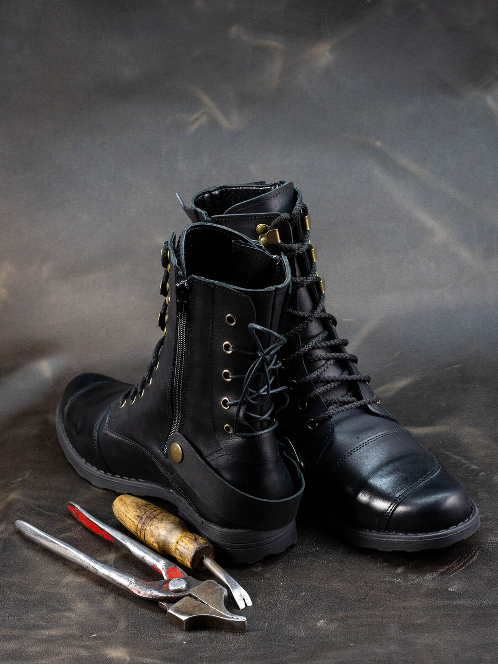 Handmade Italian Leather Motorcycle Boots, Men's High Boots, Leather Boots Men, Handmade Leather Boots, Combat Boots, Black Boots