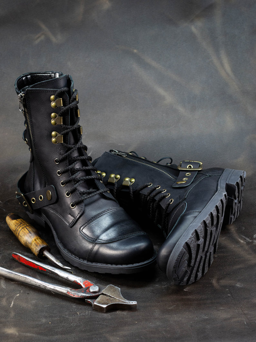Handmade Italian Leather Motorcycle Boots, Men's High Boots, Leather Boots Men, Handmade Leather Boots, Combat Boots, Black Boots