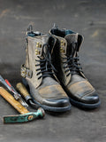 Handmade Italian Leather Motorcycle Boots, Men's High Boots, Leather Boots Men, Handmade Leather Boots, Combat Boots, Brown Boots,