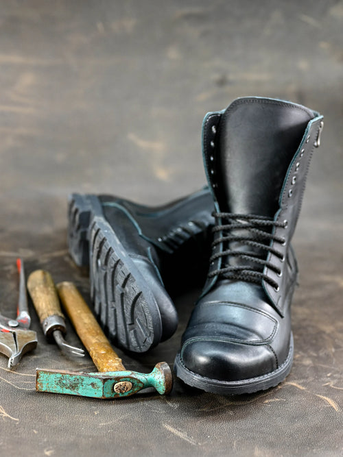 Handmade Italian Leather Motorcycle Boots, Men's High Boots, Leather Boots Men, Handmade Leather Boots, Combat Boots, Black Boots