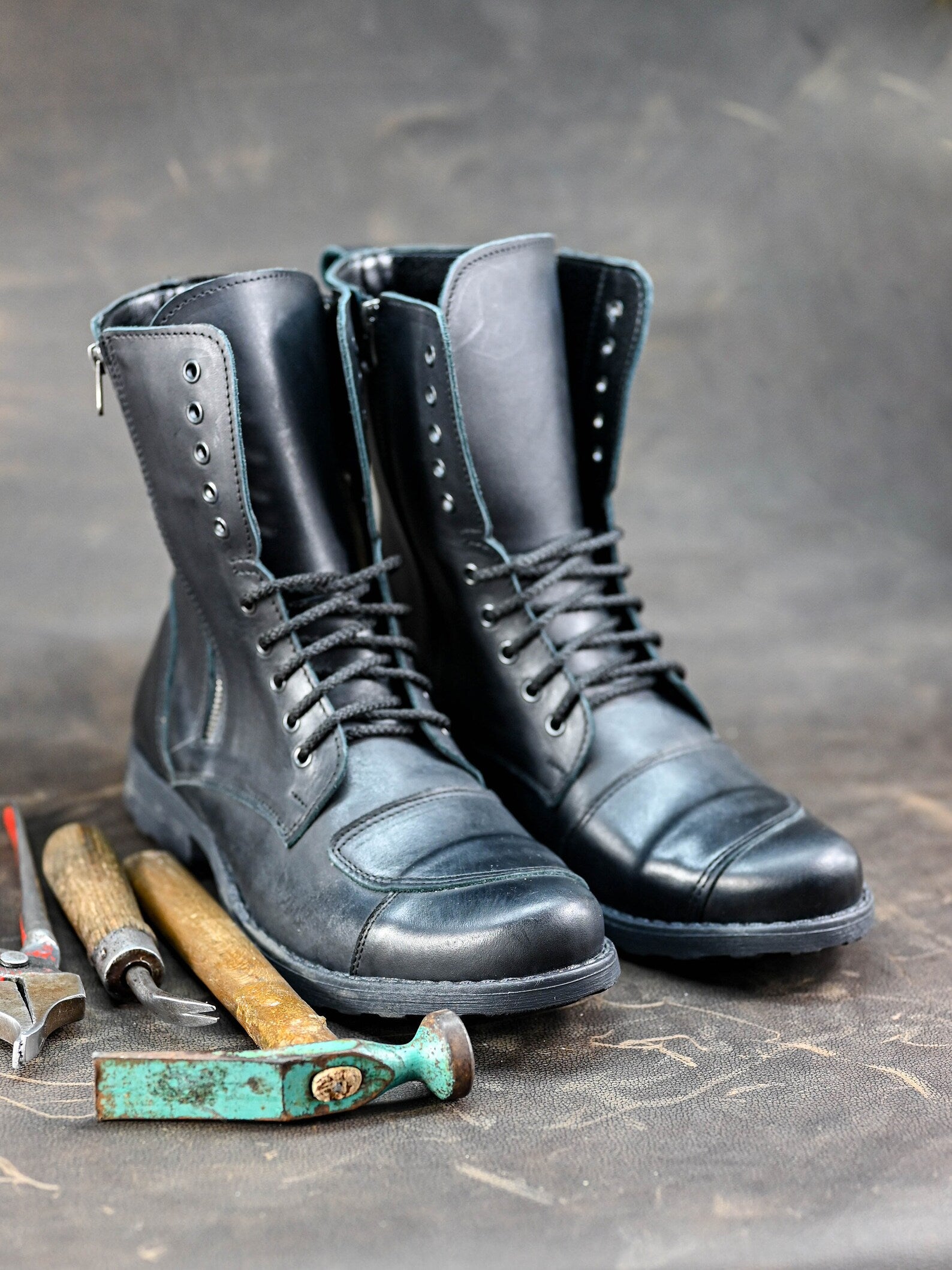 Handmade Italian Leather Motorcycle Boots, Men's High Boots, Leather Boots Men, Handmade Leather Boots, Combat Boots, Black Boots