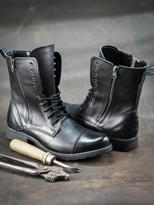 Handmade Italian Leather Boots, Men's High Boots, Leather Boots Men, Handmade Leather Shoes, Combat Boots, Black Boots
