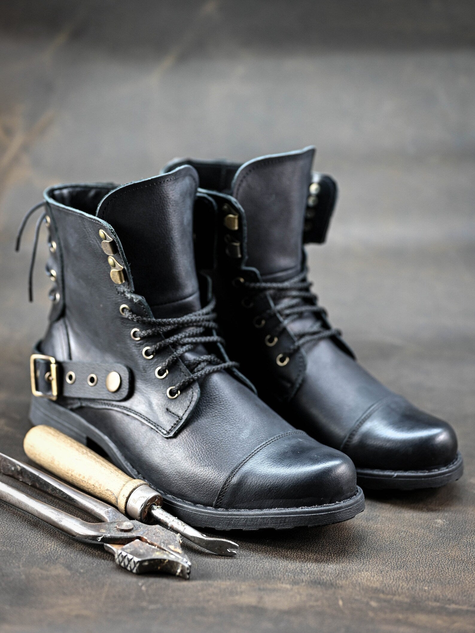 Handmade Italian Leather Boots, Men's High Boots, Leather Boots Men, Handmade Leather Boots, Combat Boots, Black Boots