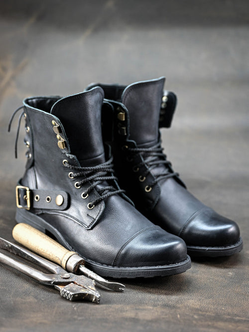 Handmade Italian Leather Boots, Men's High Boots, Leather Boots Men, Handmade Leather Boots, Combat Boots, Black Boots