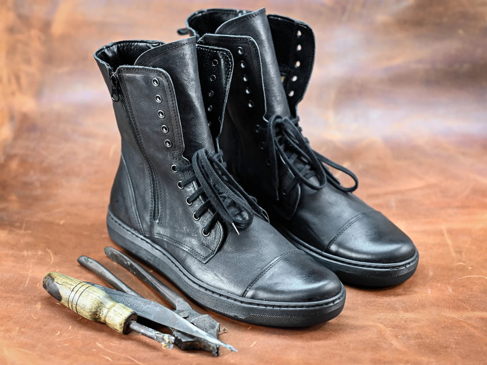 Handmade Italian Leather Boots, Men's High Boots, Leather Boots Men, Handmade Leather Shoes, Combat Boots, Black Boots