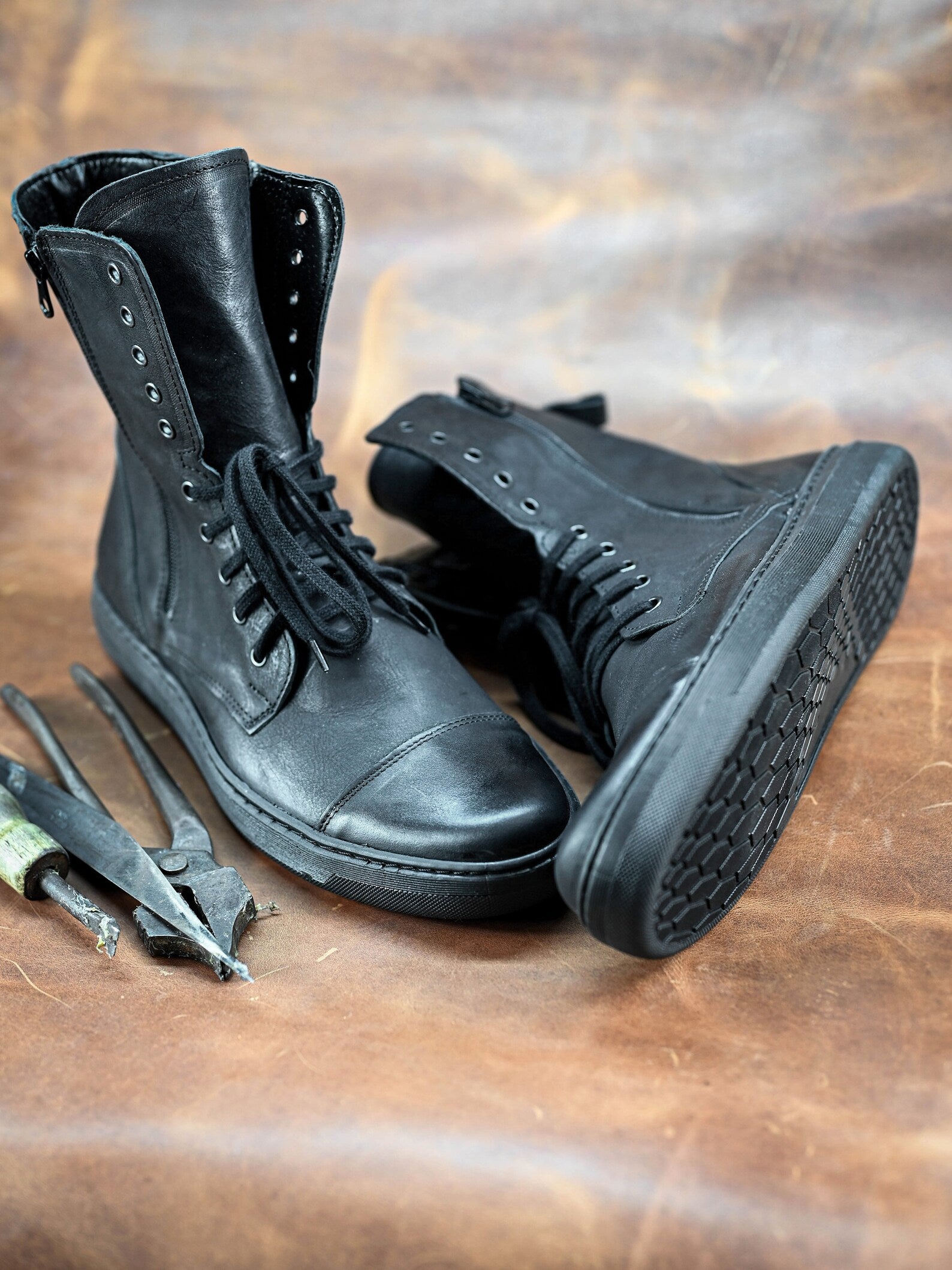 Handmade Italian Leather Boots, Men's High Boots, Leather Boots Men, Handmade Leather Shoes, Combat Boots, Black Boots