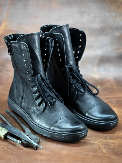 Handmade Italian Leather Boots, Men's High Boots, Leather Boots Men, Handmade Leather Shoes, Combat Boots, Black Boots